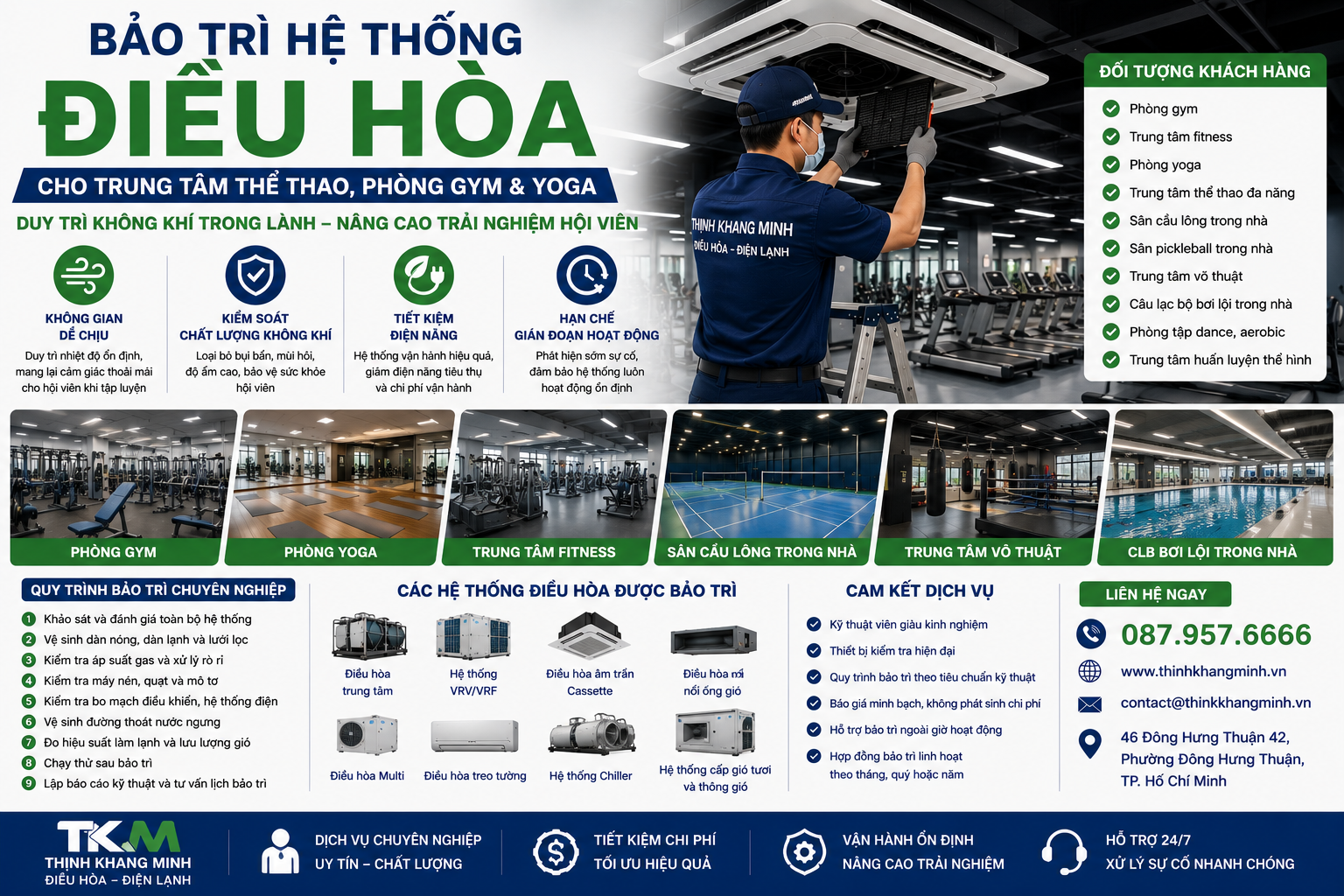Bảo Trì Hệ Thống Điều Hòa Cho Trung Tâm Thể Thao