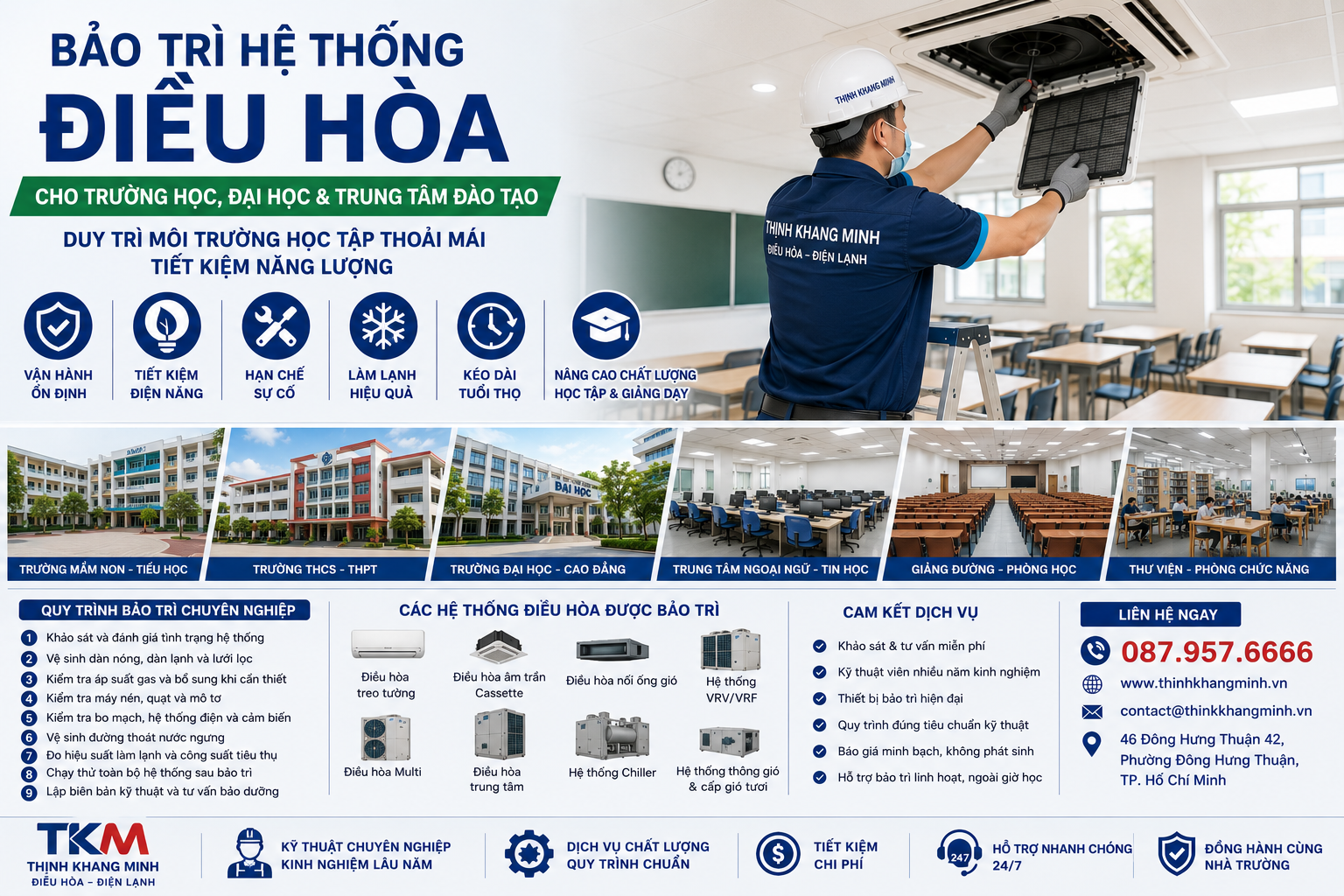 Bảo Trì Hệ Thống Điều Hòa Cho Trường Học