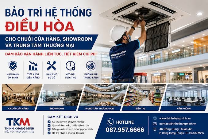 Dịch vụ bảo trì máy lạnh treo tường cho công ty, văn phòng, nhà máy chuyên nghiệp. Kiểm tra, vệ sinh, sửa chữa giúp máy lạnh hoạt động hiệu quả, tiết kiệm điện.
