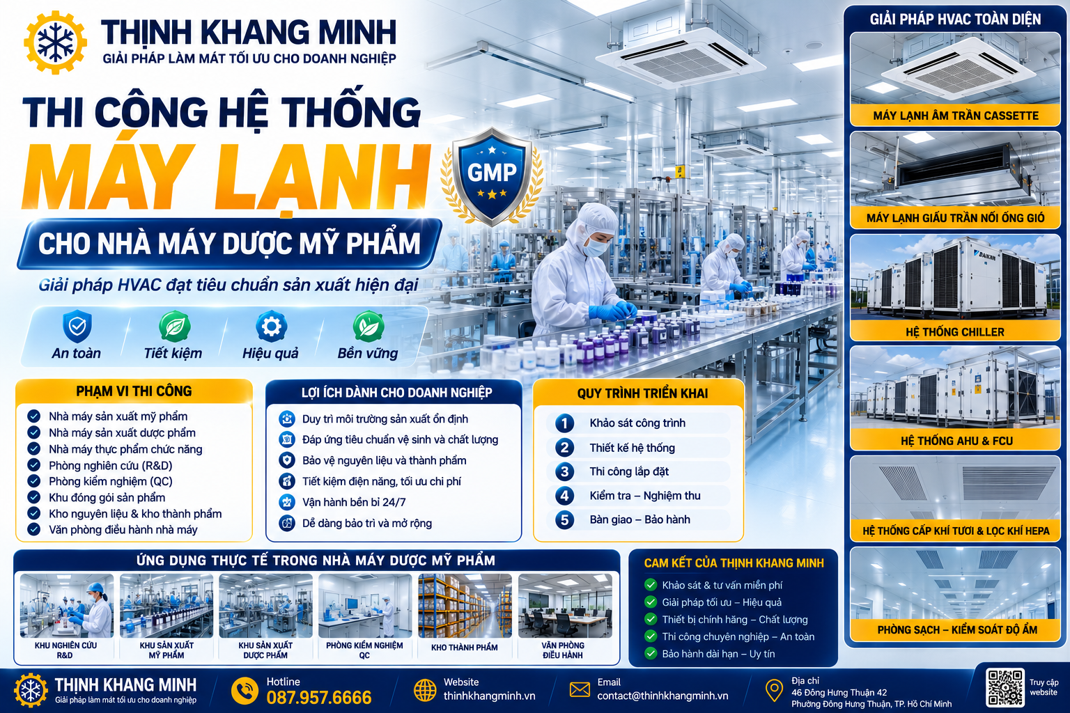 Thi Công Hệ Thống Máy Lạnh Cho Nhà Máy Dược Mỹ Phẩm