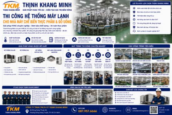 Thi Công Hệ Thống Máy Lạnh Cho Nhà Máy Thực Phẩm Và Chế Biến Nông Sản