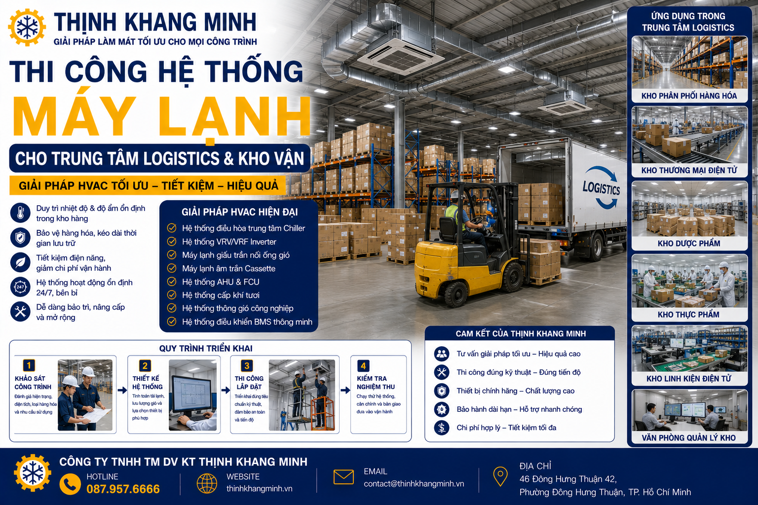 Thi Công Hệ Thống Máy Lạnh Cho Trung Tâm Logistics & Kho Vận