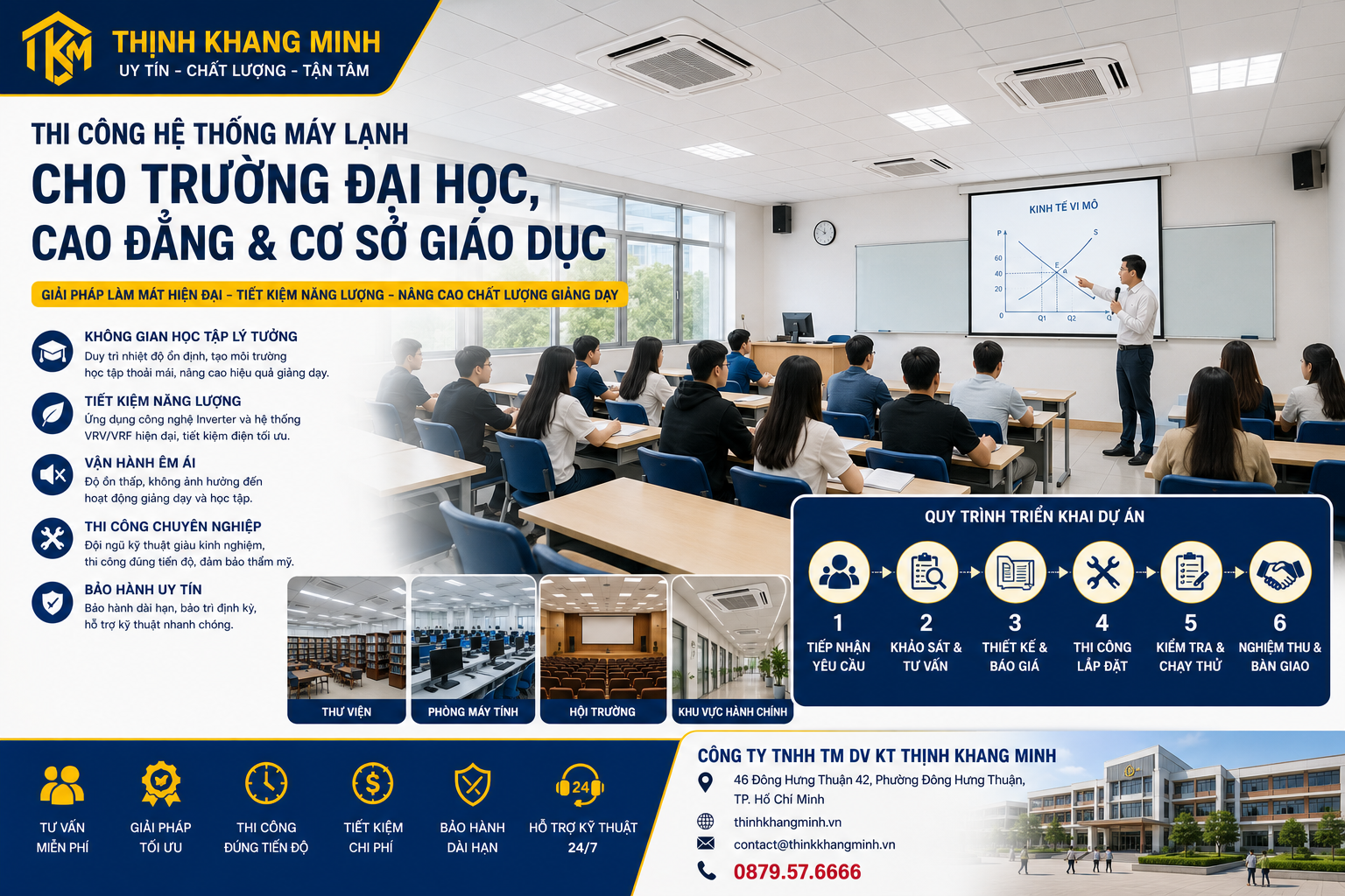 Thi Công Hệ Thống Máy Lạnh Cho Trường Đại Học, Cao Đẳng & Cơ Sở Giáo Dục