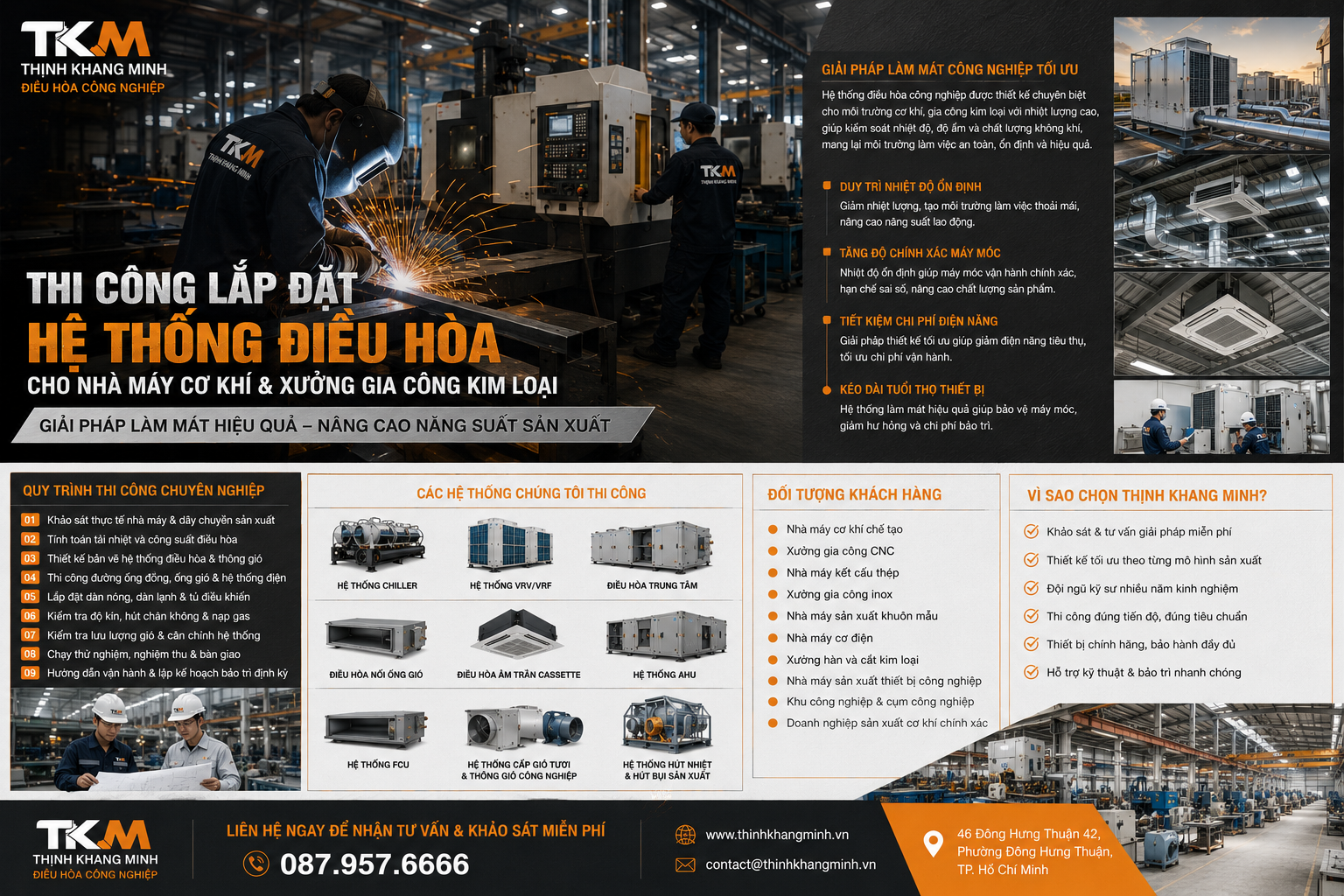 Thi Công Lắp Đặt Hệ Thống Điều Hòa Cho Nhà Máy Cơ Khí Và Xưởng Gia Công Kim Loại