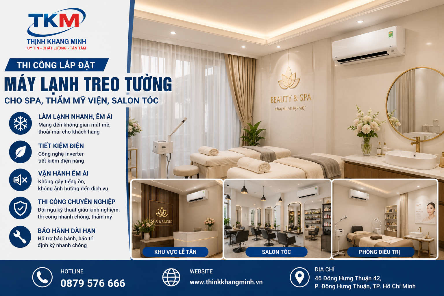 Thi Công Lắp Đặt Máy Lạnh Treo Tường Cho Spa
