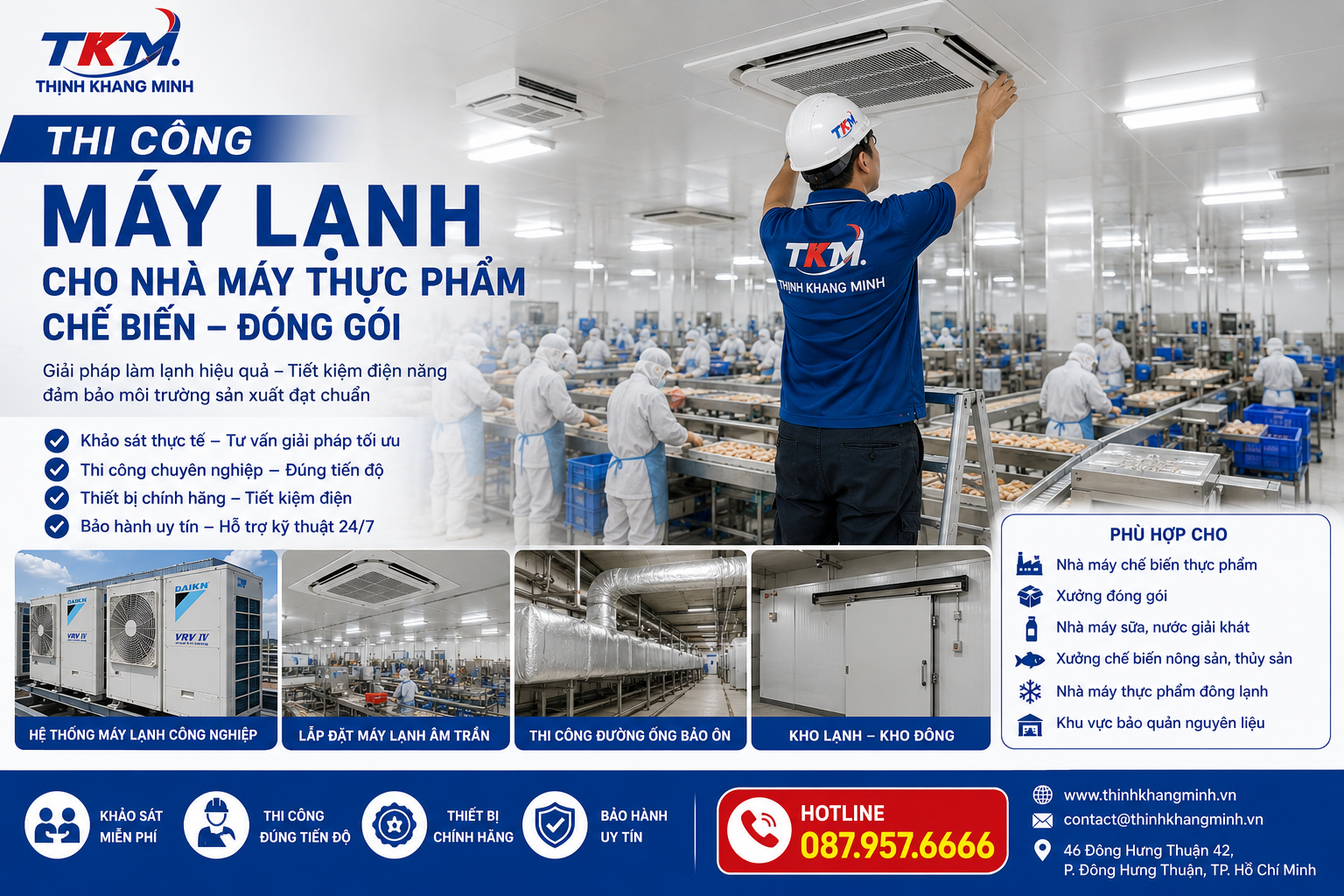 Thi Công Máy Lạnh Cho Nhà Máy Thực Phẩm