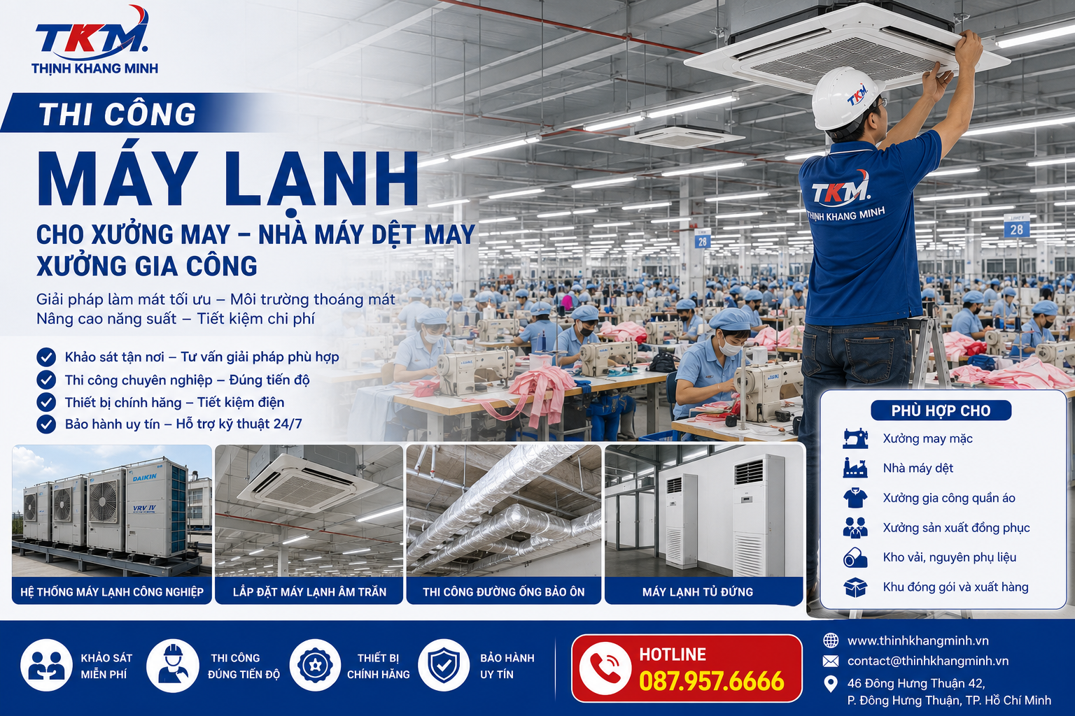 Thi Công Máy Lạnh Cho Xưởng May