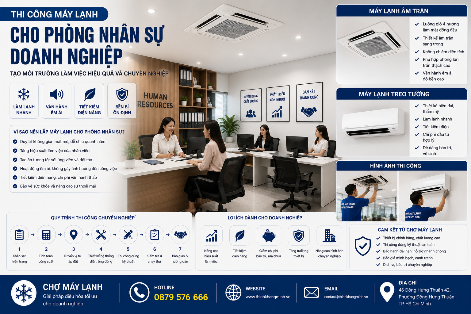 Thi Công Máy Lạnh Cho Phòng Nhân Sự Doanh Nghiệp