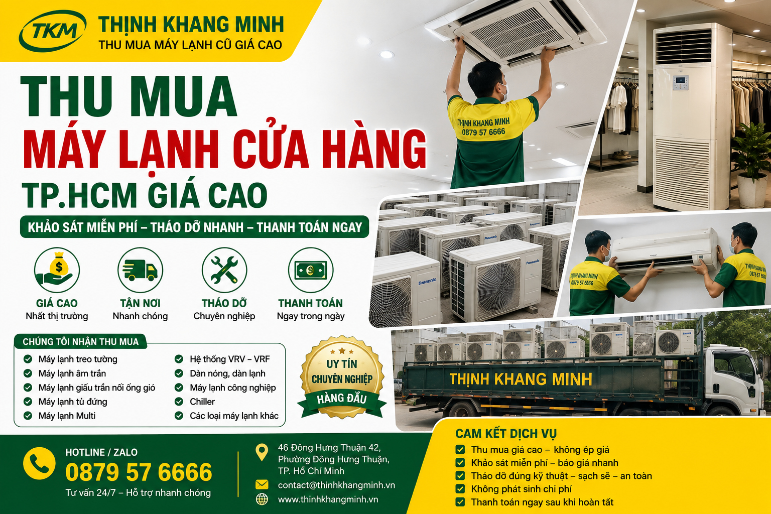 Thu Mua Máy Lạnh Cửa Hàng TP.HCM Giá Cao – Tháo Dỡ Tận Nơi